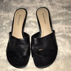 Women’s heeled slide sandals.